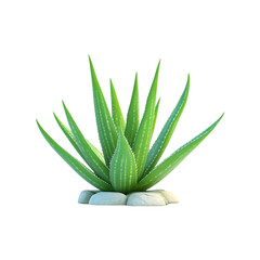 Fresh green aloe vera leaf isolated on a transparent background by AI generative