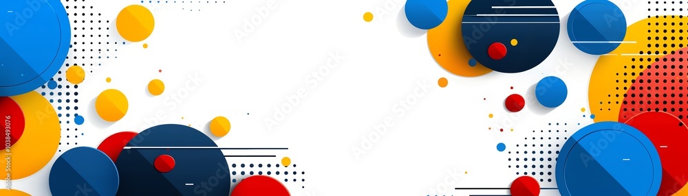 Aufkleber abstract background with colorful circles and dots on a white background.
