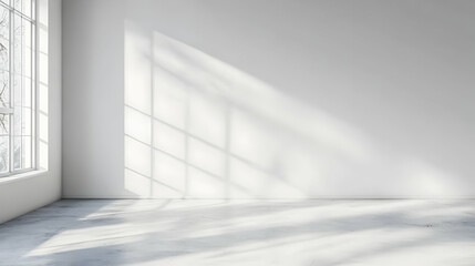 Bright White Room with Sunlight and Soft Shadows