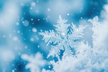 Intricate snowflake in winter wonderland