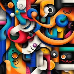 Bright Abstract Geometric Shapes in Contrasting Colors