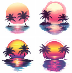 Obraz premium sunset beachside palm trees clipart of beach scene red sunset beach sunset beach California sunset