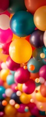 Colorful balloons in vibrant shades create a festive atmosphere.