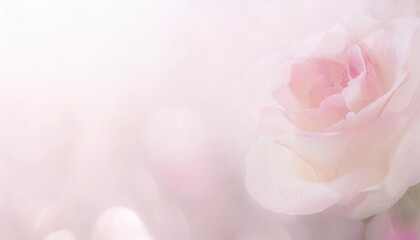 Pink rose on green white background. Background for love and Valentine