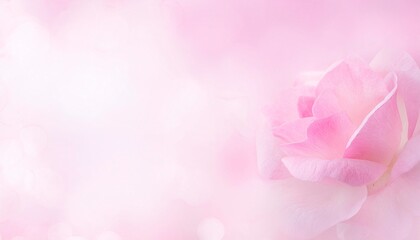 Pink rose on green white background. Background for love and Valentine