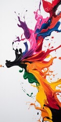 Obraz premium Colorful paint splash creating an artistic abstract design on white background