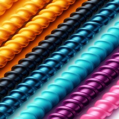 Colorful twisted ropes in various shades on a sleek surface.