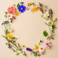 Spring colorful flower frame isolated background copy space