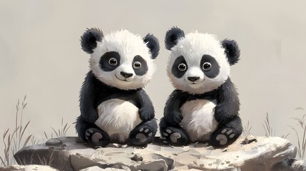 Obraz premium This charming artwork of a panda cub captures the essence of cuteness, making it perfect for children’s rooms, educational materials, or wildlife-themed projects.