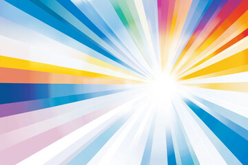 Fototapeta premium Bright and vibrant explosion of rainbow colored light rays radiating outward, creating dynamic and uplifting atmosphere. This colorful burst evokes feelings of joy and energy