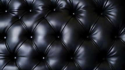 Fototapeta premium Black Leather Chesterfield Sofa Close-Up Texture