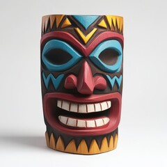 Colorful tiki mask with intricate design