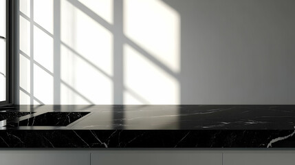 Obraz premium Elegant Marble Countertop with Shadows on White Wall