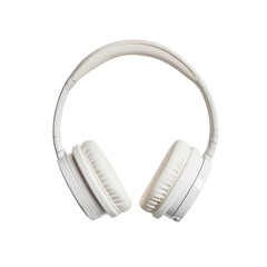 Stylish white headphones on a white isolated background.