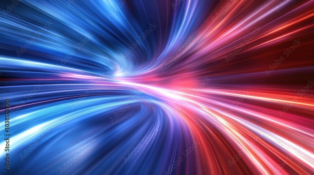 Aufkleber abstract futuristic scene with red and blue rays of light, evoking speed and motion in a high-tech, 