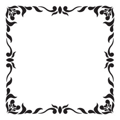 Black and white silhouette frame deco. Vector art simple line corner