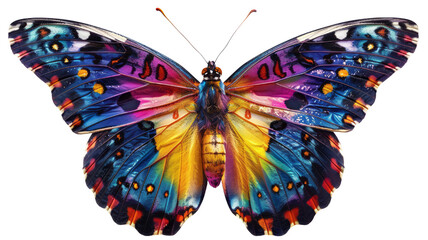 A colorful butterfly isolated on a transparent background.