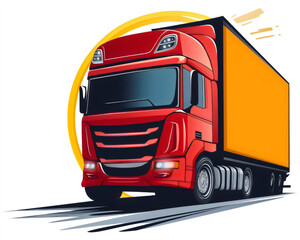 Naklejka premium Dynamic truck logo icon, efficient isolated delivery service, reliable vehicle transportation shipping, streamlined logistic illustration, transport cargo freight