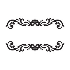 Vintage decorative frame. Elegant element for design in Eastern style, place for text. Floral black border