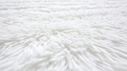 Fototapeta premium Soft, Plush White Shag Carpet Texture: A close-up of a luxuriously soft, white shag carpet, featuring a mesmerizing texture of fluffy, velvety fibers.