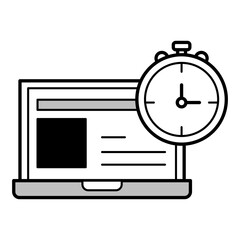 Laptop with Stopwatch. Website Speed and Performance and more.