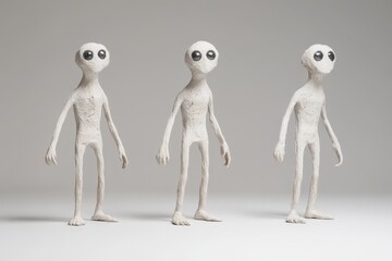 Obraz premium Whimsical alien creatures with large eyes