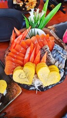 sashimi mixed fresh set japanese food variation in dish