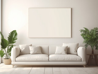 Poster mockup. Wonderful interior in light colors.