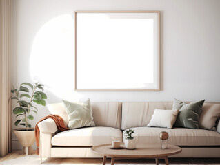 Poster mockup. Wonderful interior in light colors.