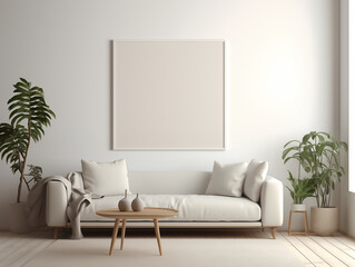 Poster mockup. Wonderful interior in light colors.
