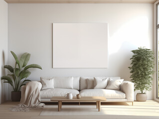 Poster mockup. Wonderful interior in light colors.