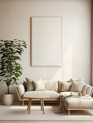 Poster mockup. Wonderful interior in light colors.