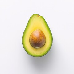 Ripe avocado half on white background