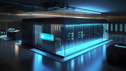 A modern data center showcasing DRaaS technology.