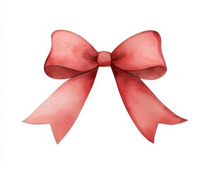 Elegant red watercolor bow, perfect for gift wrapping and decorative designs.