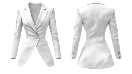 strapless dress mockup in blazer styles, front and back perspectives, various fabric textures, on a transparent backgrounds