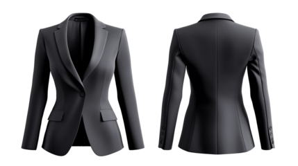 template showcasing strapless blazer mockup, front and back view, an avant-garde asymmetrical cut blazer in bright red , on a transparent backgrounds