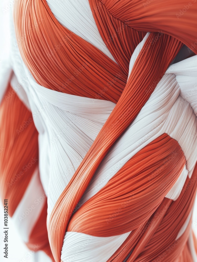 Aufkleber A detailed close-up of red and white muscle fibers highlights their intricate structure, ideal for anatomical study and understanding. Generative AI
