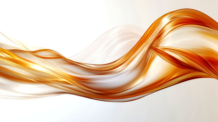 Abstract golden wave flowing on a white background.