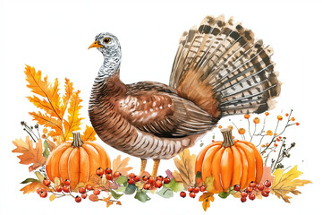 Turkey bird with pumpkin