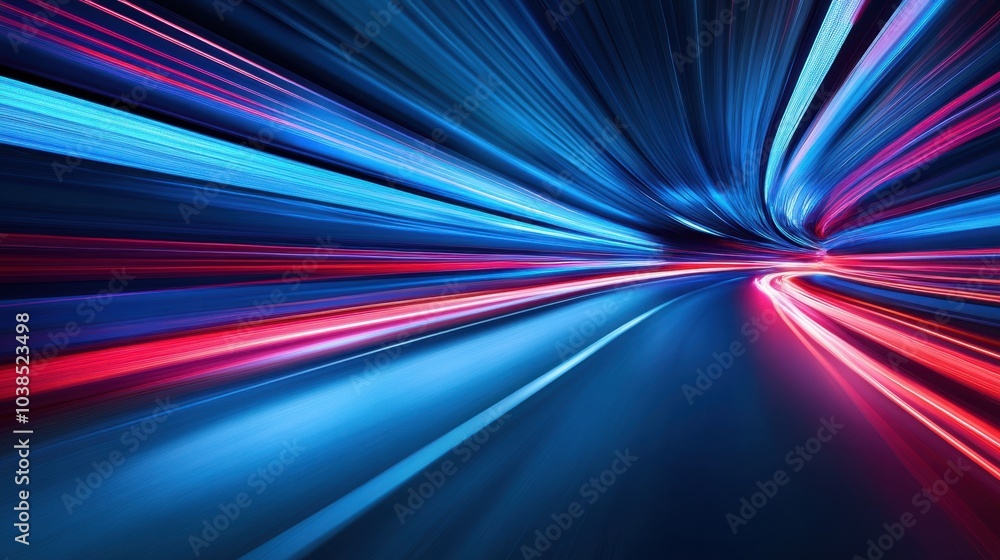Aufkleber futuristic blue and red light rays zoom across the frame, creating a dynamic sense of speed and moti