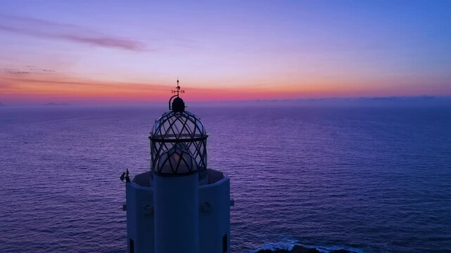 Aerial view from a drone of the Gorliz lighthouse, located on Cape Billano, between Gorliz and Armintza. Gorliz. Province of Bizkaia. Basque Country. Spain. Europe