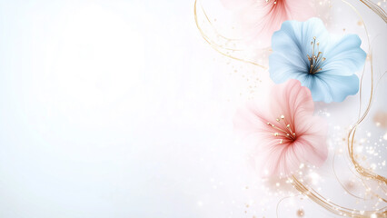 Ethereal Floral Elegance - Pastel Blossoms and Golden Accents