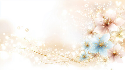 Ethereal Floral Elegance - Pastel Blossoms and Golden Accents