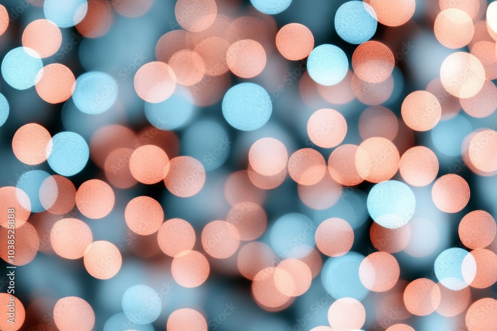 Poster abstract bokeh image featuring blurred circles of blue and peach light, creating a dreamlike and vis