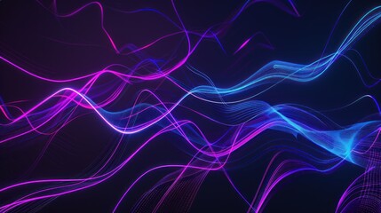 Abstract Digital Art with Flowing Neon Lines