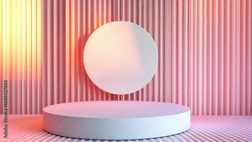 Poster an abstract colorful background with an empty stage podium or pedestal in the center.