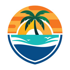 Beach and island logo design, vector design template of beach icons