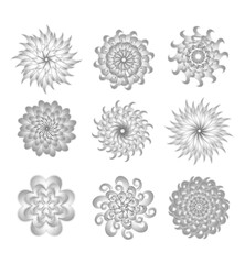 set of grey shade floral patterns