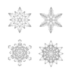 set of grey shade floral star designs